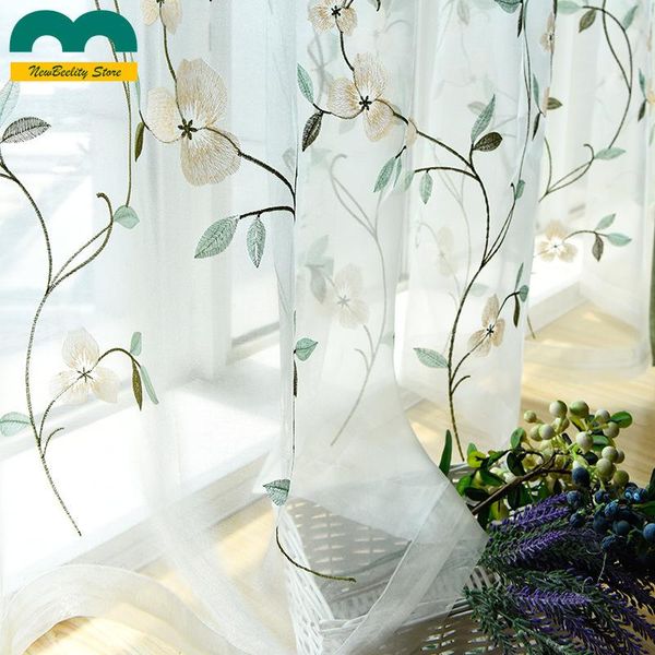 

curtain & drapes embroidered tulle fresh natural for living room bedroom all- window screen bay high-end