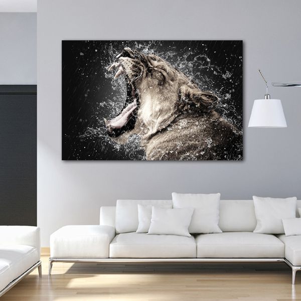 Lion Water Pocter Prapsas Prints Cat Animal Pictures Wall Art для гостиной HD живопись современного домашнего декора абстрактный без кадров