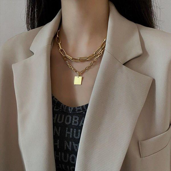 

necklace for women retro style pendants multilayer thick chain simplicity fashion jewelry accessories pendant necklaces, Silver