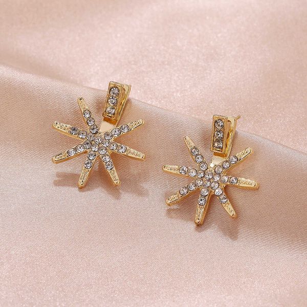 

fashion new fashion earrings with diamond back hanging single snowflake earrings guardian star jewelry girl, Silver