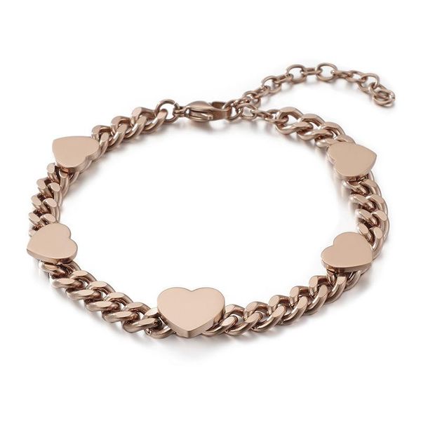 

charm bracelets fashion women men color rose gold hearts titanium( steel five chain pulseras jewelry for a gift, Golden;silver