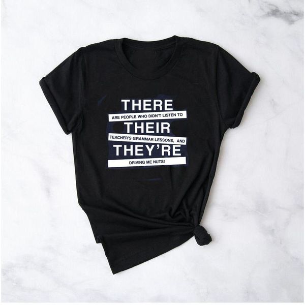 

there are people who didn't listen to teacher's lessons cotton t shirt women fashion funny letter o neck short sleeve tees women&#, White