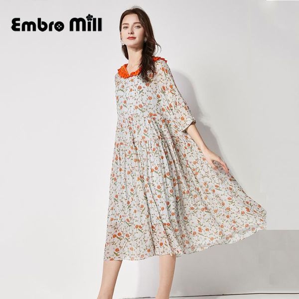 

casual dresses spring and summer exquisite hooded floral elegant silk two-piece loose lady dress + camisole s-l, Black;gray