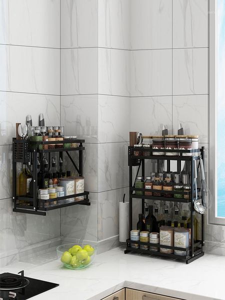

stainless steel installation-kitchen storage rack seasoning oil, salt, sauce and vinegar household utensils bottles & jars