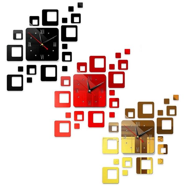 

convenient living room mirror wall sticker clock can be pasted diy 3d clocks