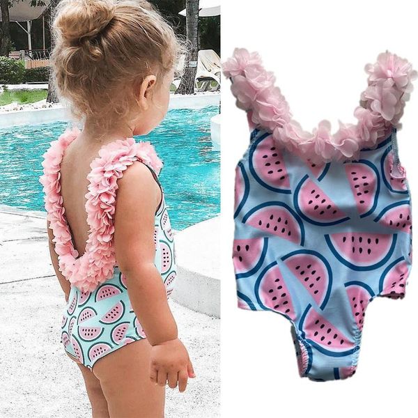 

watermelon swimwear baby girl clothes summer holiday beachwear infant girls outfits flower swimsuit for size 1 2 3 4 years one-pieces, Black