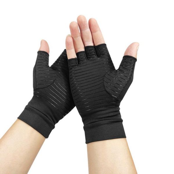 

wrist support fiber half finger training compression gloves xl, Black;red