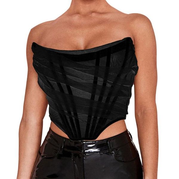 

women's tanks & camis women bustiers corsets strapless off shoulder tank vest clubwear crop bodycon slim push up outwear 2021, White