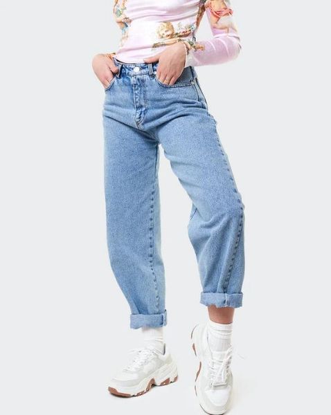 

women's jeans high waist angel printing 2021 style autumn retro femme full length cotton harem pants casual denim, Blue