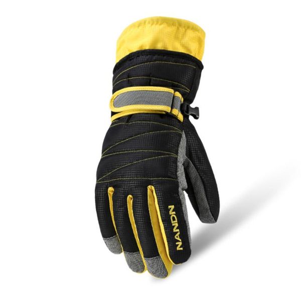 

ski gloves 1 pair winter cycling waterproof windproof warm (black + yellow xl)