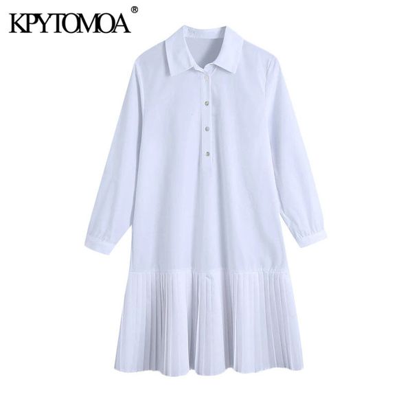 

women chic fashion with buttons pleated hem white mini dress vintage three quarter sleeve female dresses vestidos 210416, Black;gray
