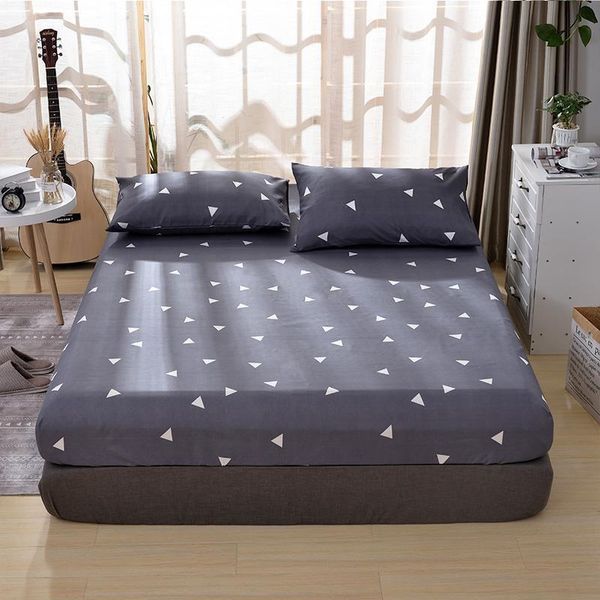 

sheets & sets fitted sheet with case twin double king size bed elastic grey color geometric