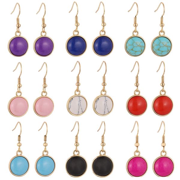 

new earrings fashion personality stone earrings fashion color round earrings, Golden