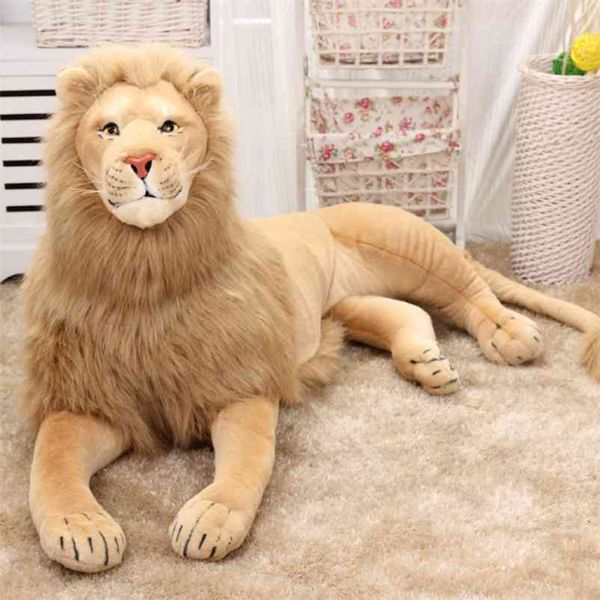 Simulação Leão Real Life Boneca Almofada Modelo Modelo Gigante Almofada Pogal Pogal Adereços Crianças Decoração Decoração Teenager presentes para menino 210728