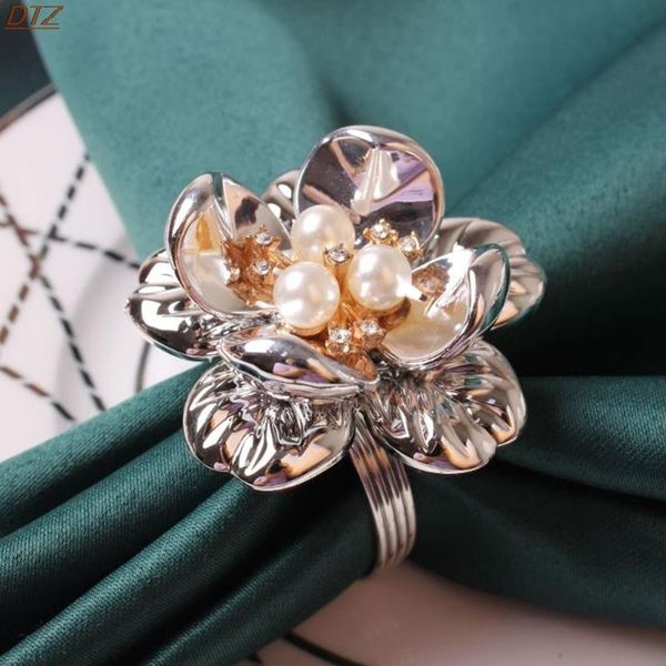 

napkin rings 1pcs/lot ring pearl flower button electroplating rose dinner