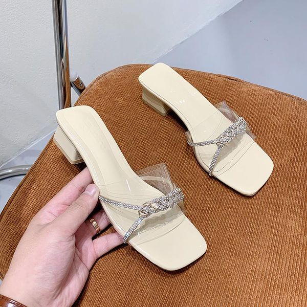 

sandals ly arrived shiny pvc rhinestones high heels women fashion square toe house sapatos femininos zapato 35-39, Black