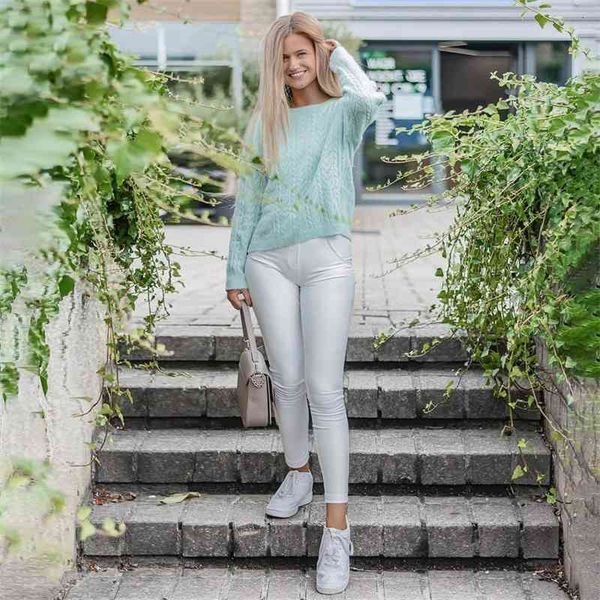 

women's jeans white eco faux leather fleece lined plus size pleather pants fitness hip slimmer shapewear winter 63aa, Blue