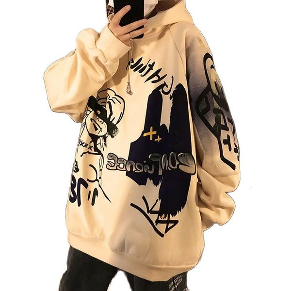 

men's hoodies & sweatshirts male hooded sweatshirt, fashion autumn jacket, loose hoodie with a long sleeve print , hip hop casual, Black