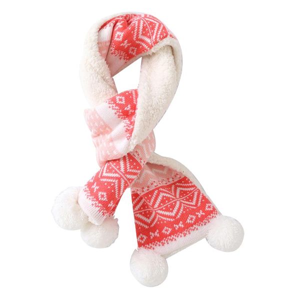 

scarves & wraps 1pc thicken warm christmas fashion princess girl autumn winter wrap muffler neck warmer with pom balls, Red;brown