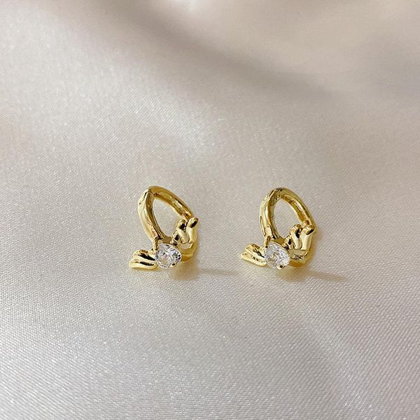 

hoop & huggie wtltc cute small tiny angel earrings for women vintage cubic zirconia mini ear huggies 2021, Golden;silver