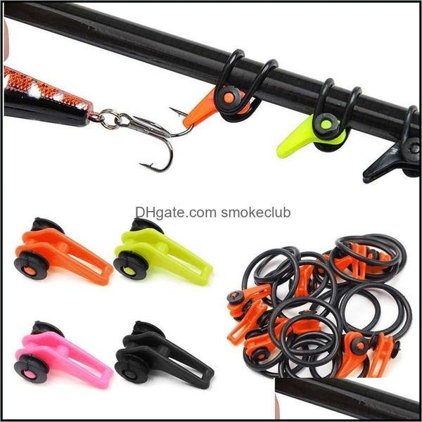 

sports & outdoors10pcs/pack plastic fishing hook keeper for rod pole lures bait safety holder tackle tool casting aessories drop delivery 20