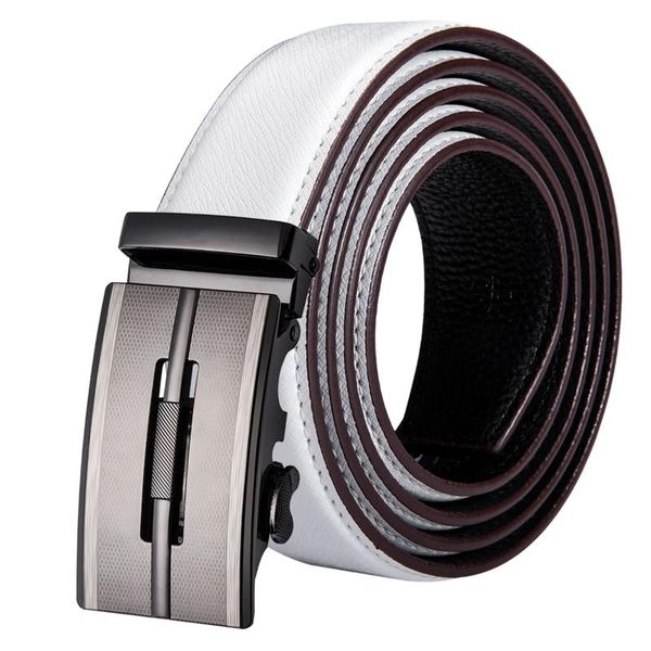 

belts hi-tie 2021 fashion white belt for mens genuine leather automatic buckle ratchet business trouser strap, Black;brown