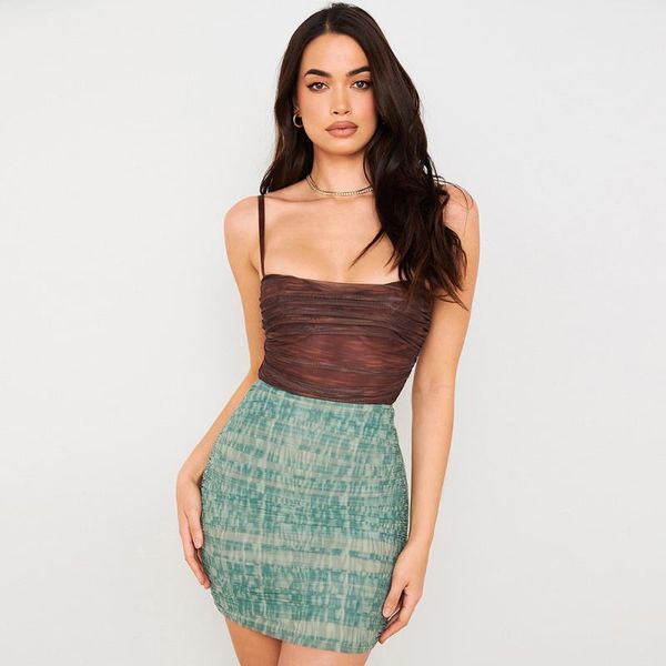

casual dresses mesh bodycon dress set women party mini 2021 arrivals 2 piece green draped celebrity evening club, Black;gray
