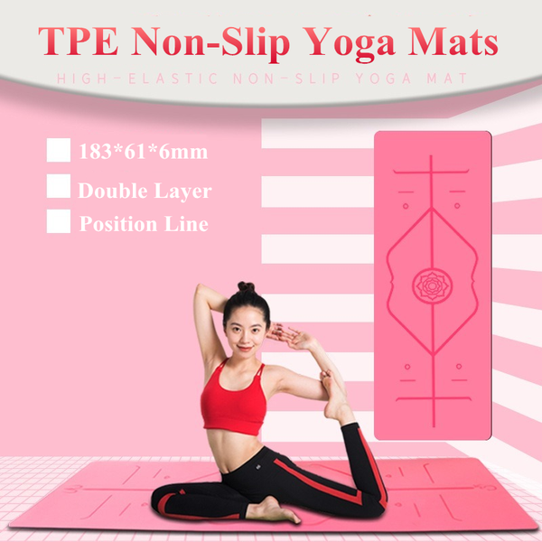 

6mm tpe fitness mats for yoga with position line environmental women sport gymnastics tool pads non-slip carpet mat beginner