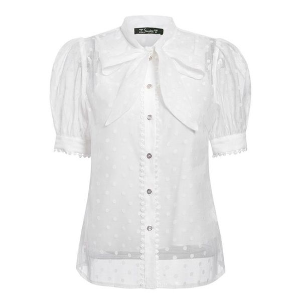 

polka dot blouse women mesh shirts white sweetheart neckline lantern sleeve ruched blusas vintage shirt women's blouses &