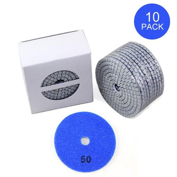 

hand & power tool accessories 10pcs diamond polishing pads kit 4 inch 100mm wet/dry for granite stone concrete marble use grinding discs set