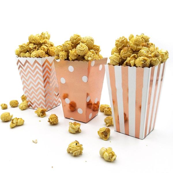 

gift wrap 12pcs rose gold popcorn boxes bags kids party treat wedding birthday decor movie supplies bag