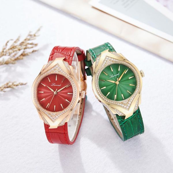 

wristwatches luoscat genuine watch female fashion trend waterproof leather belt diamond-set ladies simple atmosphere, Slivery;brown