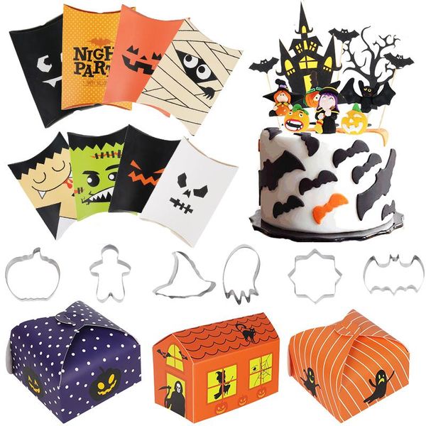 

party decoration happy halloween treat bags kraft paper box cake er cookies cutters pumpkin ghost craft treats