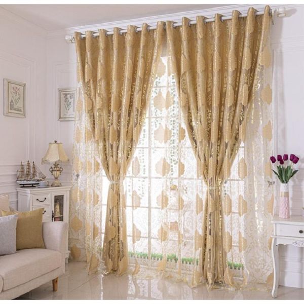 

nordic luxury embroidered tulle curtains for bedroom embossed floral romantic sheer delicate rustic window treamnet drapes curtain &