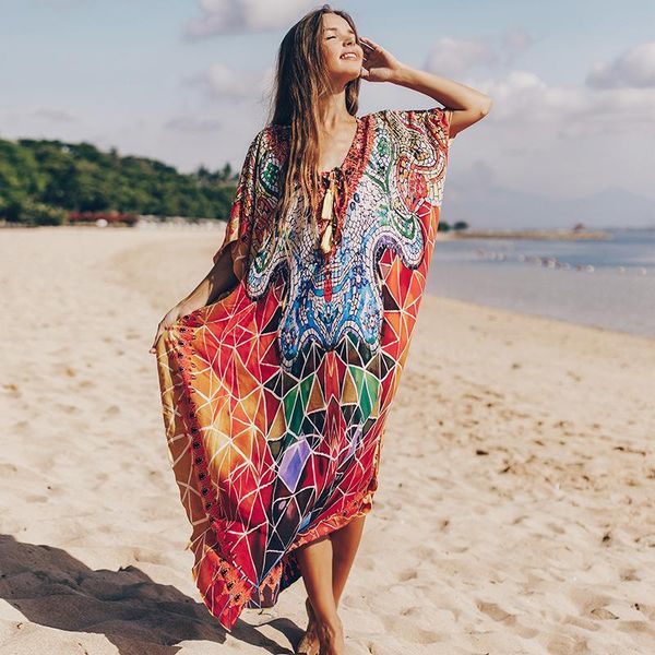 

women's swimwear fast drying silk smooth marble robe holiday loose beach romper long skirt bikini swimsuit blouse, White;black