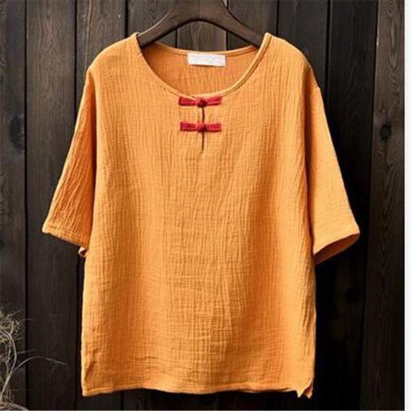 

summer chinese style casual womens blouses loose cotton linen amp shirts,half sleeve shirts plus size l 6xl, White
