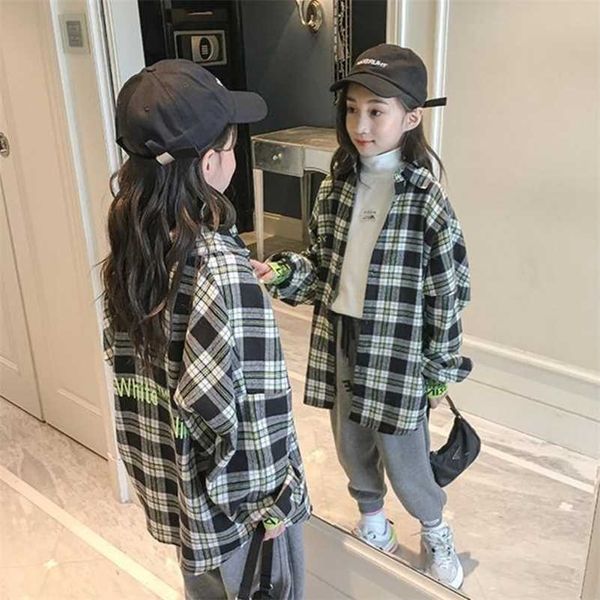 

spring 100% cotton plaid loose blouse summer striped shirt korean baby long sleeve boys shirts school girls blouses 220125, White;black