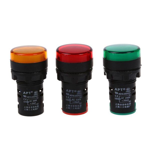 

bulbs -red, yellow-green light lamp 22 mm led pilot display panel ac 220 v 3 pcs