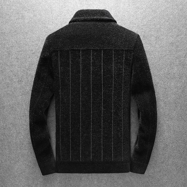 

men's wool & blends winter mink short lapel coat men's korean woolen youth heavy jacket 2i7t, Black