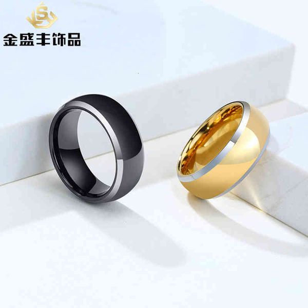 

ring tungsten steel men's gold tungsten simple tcr-008, Silver