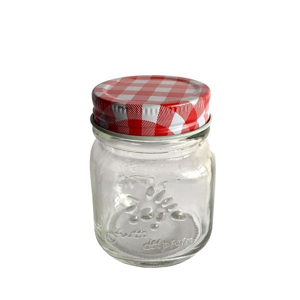 

storage bottles & jars 5oz 150ml glass mason jam with red checked lids,pack of 6pcs