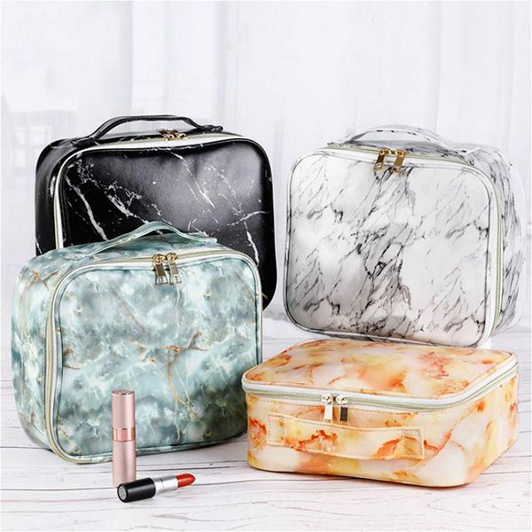 

travel cosmetic storage makeup bag women portable organizer bags luxury marbling toiletry waterproof large capacity zipper & cases