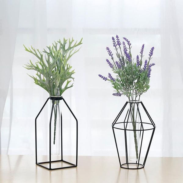 

vases ins vase nordic decoration home flower black iron geometric plant dry decorative ornaments vaso de planta