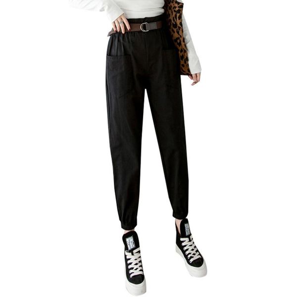 

spring summer fashion women pants female solid high waist loose harem pant pencil trousers casual cargo streetwear women's & capris, Black;white