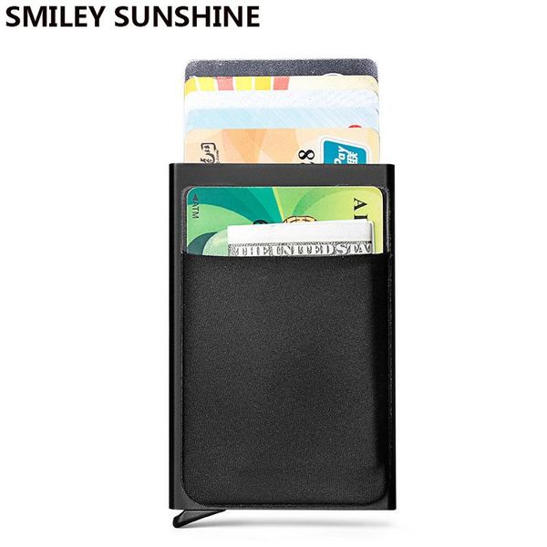 

card holders antitheft rfid bocking holder protection bag business id cardholder case men mini aluminium metal slim wallet passes, Brown;gray