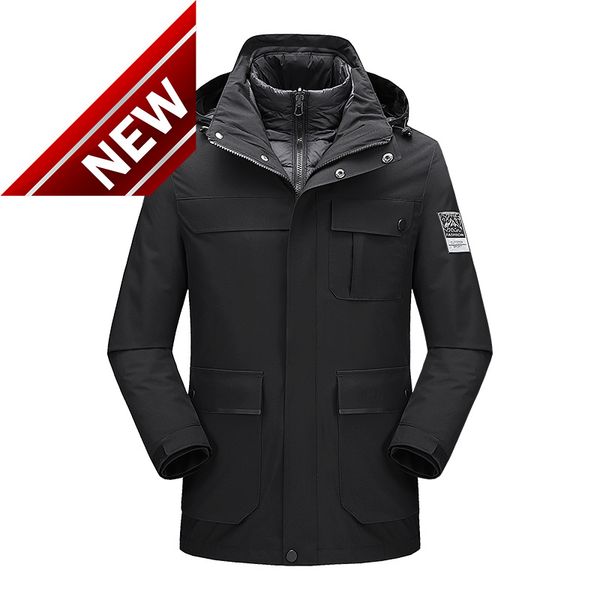 

80% white duck down jackets men waterproof winter jacket parka thick warm windproof male snow windbreakers 7xl, Black