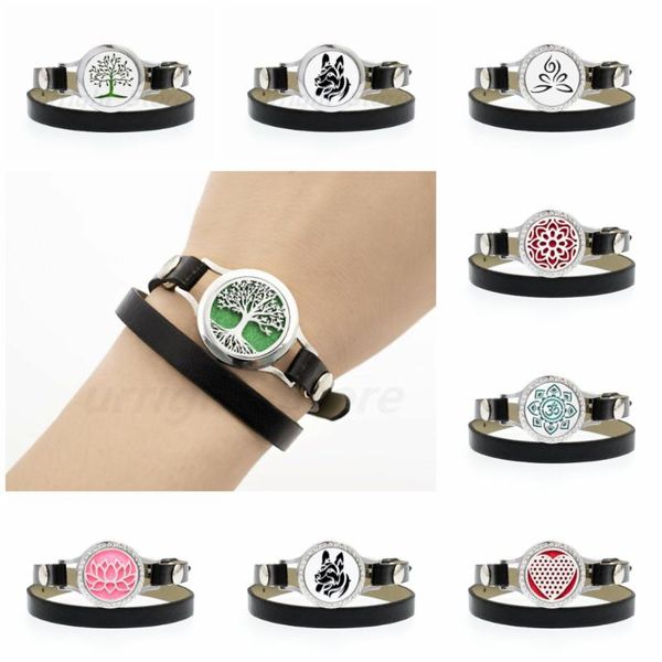 

tennis 25mm tree of life dog locket essential oil perfume bracelet pu leather twist screw women aroma 10 pads as gift, Golden;silver