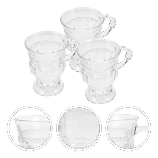 

mugs 3 pcs delicate european-style cups beverage containers (transparent)