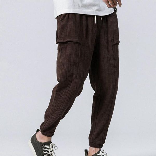 

men's pants men drawstring sports gym trousers long casual thin sweatpants training, Black