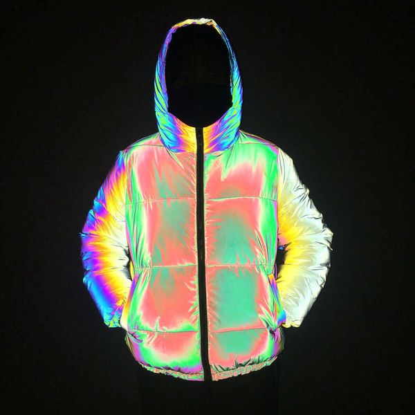 

men's jackets coats 2021 winter pink colorful women's loose cotton padded laser reflective bread clothes xc61, Black;brown
